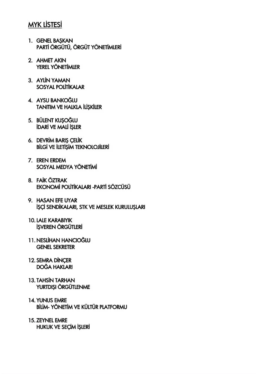 İşte CHP'nin Yeni A Takımı