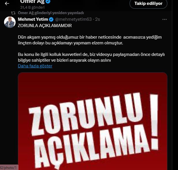 İstismar Olayı Paylaşan Mehmet Yetim Kamuoyundan Özür Diledi