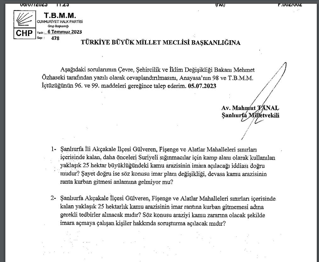 Urfalı Vekil Tanal Sert Çıkış Yaptı
