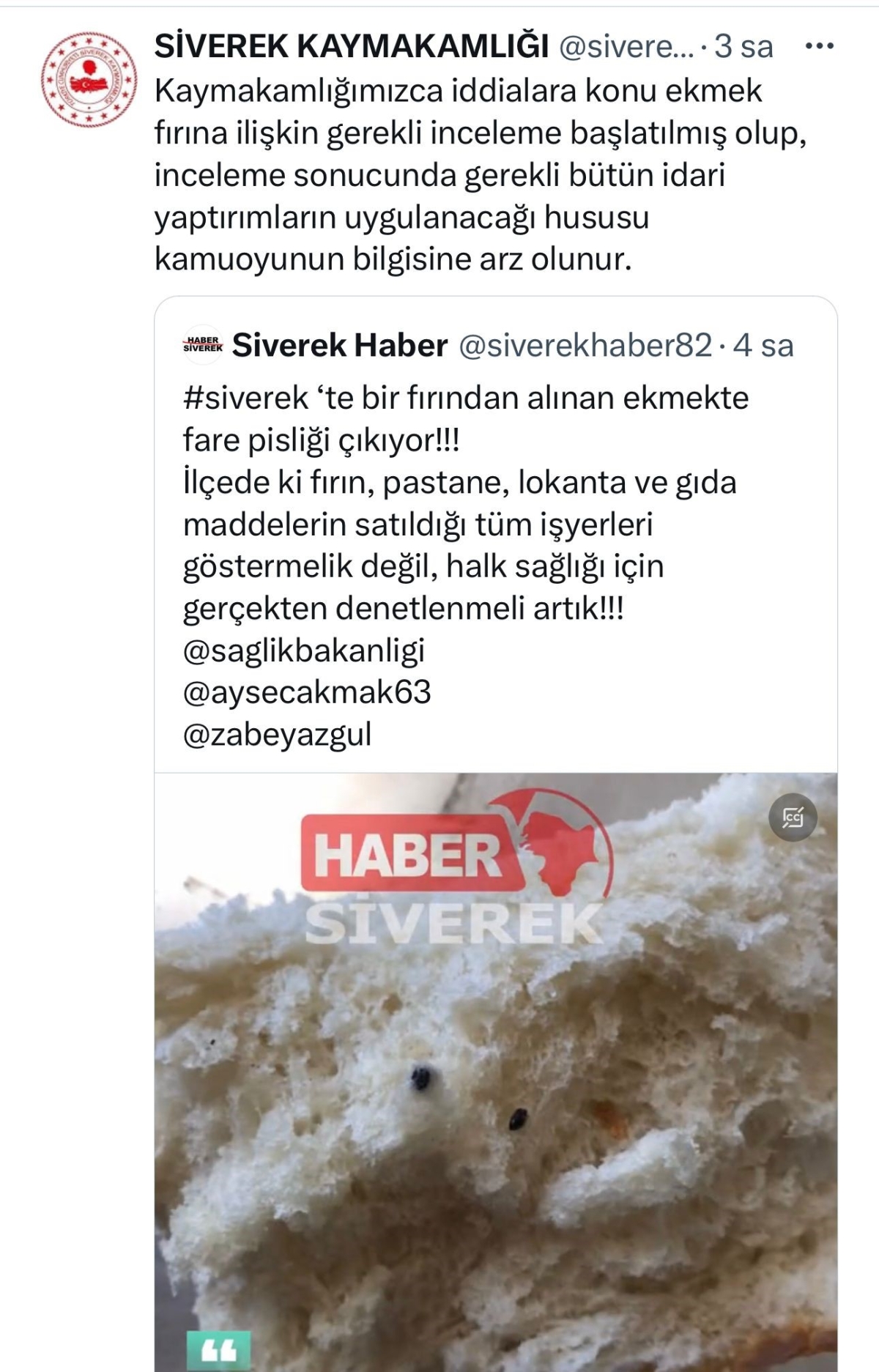 Şanlıurfa’da Aldığı Ekmekten Fare Pisliği Çıktı, Fırın Hakkında Jet İşlem Yapıldı