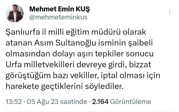 Şanlıurfa'da Olaylı Atama
