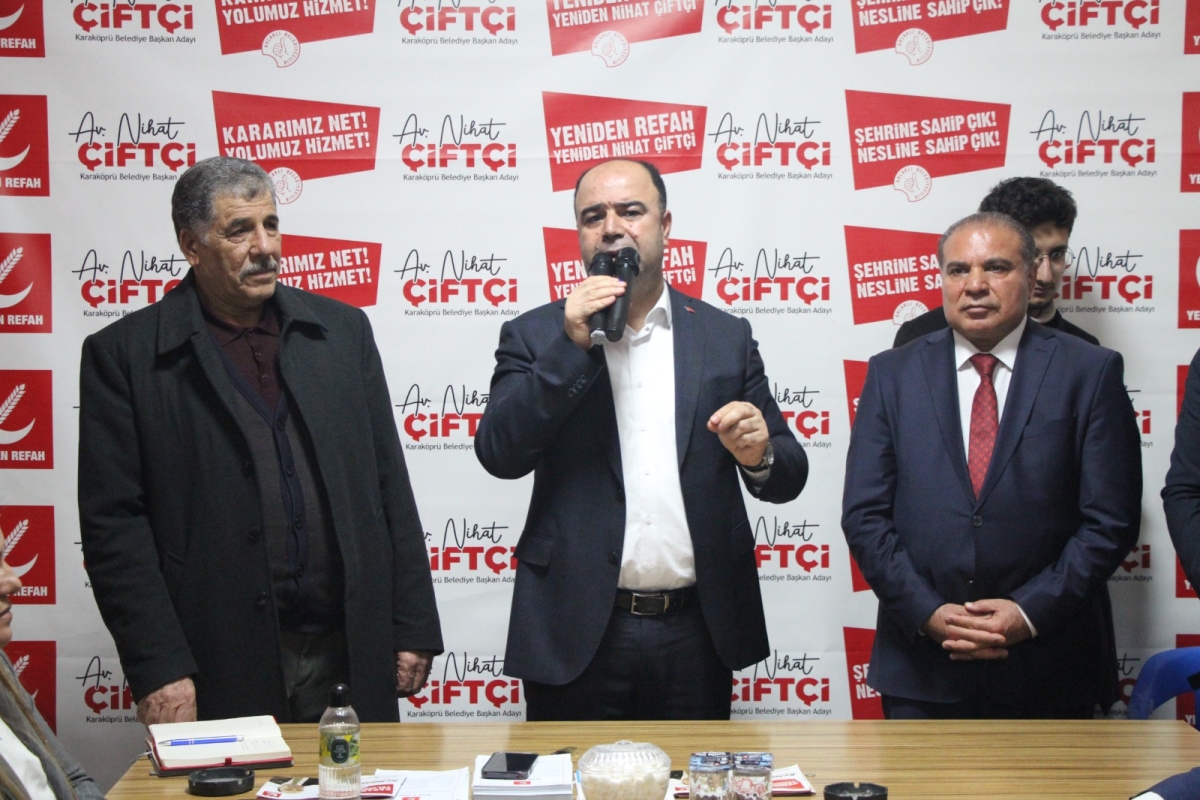 YENİDEN REFAH PARTİSİ BAŞKAN ADAYLARI KARAKÖPRÜDE BÜYÜK BİR SEVİNİÇ İLE KARŞILANDI