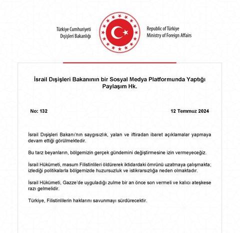 İsrail Dışişleri Bakanının Sosyal Medya Paylaşımı Hakkında