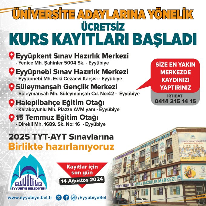 Eyyübiyeli Gençler İçin Eğitim Destek Merkezlerinde Yeni Dönem Kayıtları Devam Ediyor