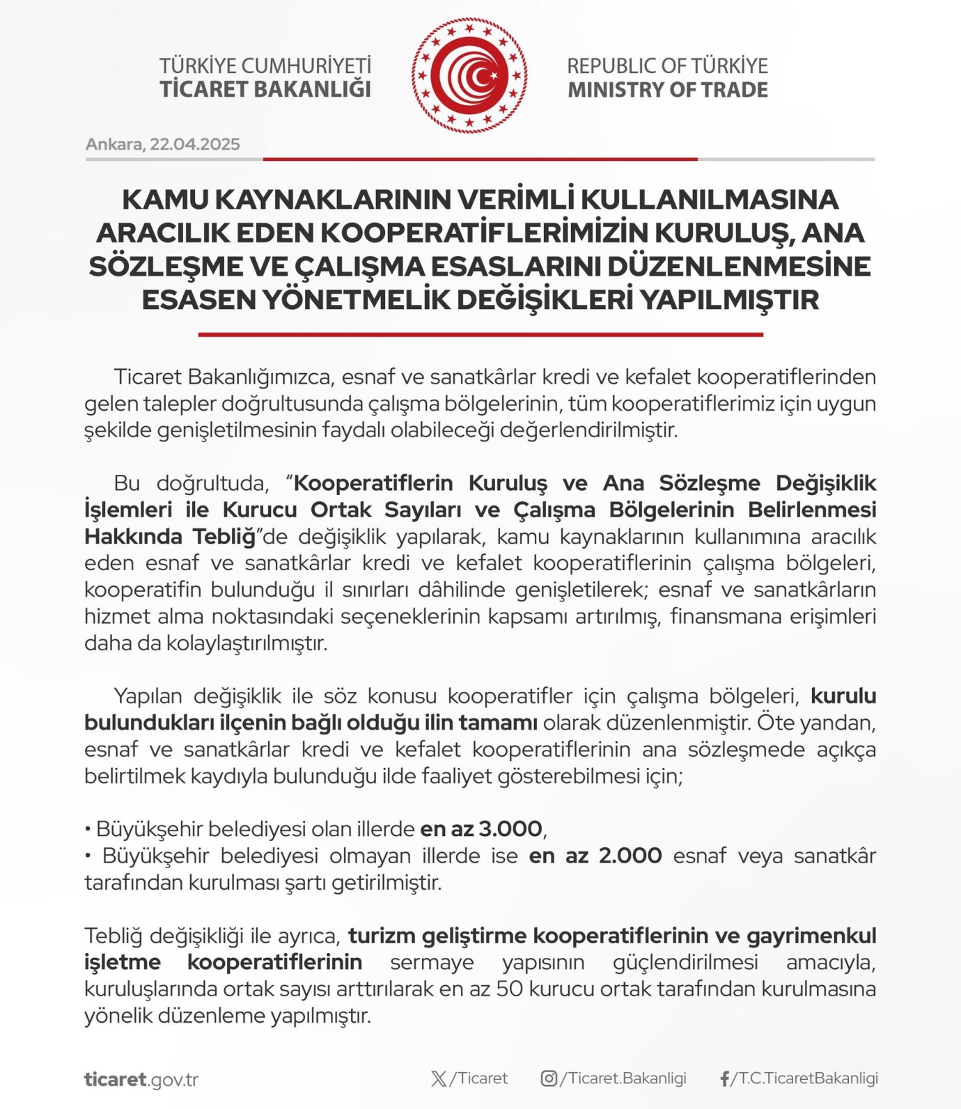 Kooperatiflerde Yeni Dönem: Çalışma Alanları Genişletildi