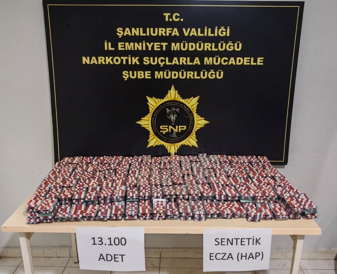 Şanlıurfa’da 13 Bin 100 Sentetik Ecza Ele Geçirildi: 1 Şüpheli Tutuklandı