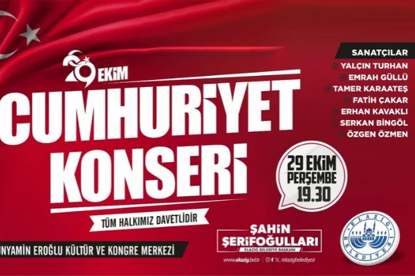 Elazığ Belediyesi, 29 Ekim Cumhuriyet Bayramı dolayısıyla  Cumhuriyet konseri düzenleyecek