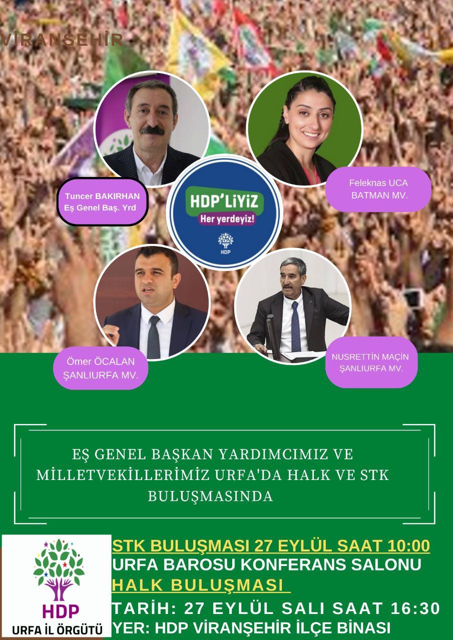 HDP Urfa’da STK ve halk buluşması gerçekleştiriyor.