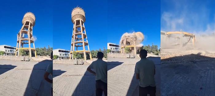 Şanlıurfa'da 55 yıllık su kulesinin 15 saniyede yıkıldığı an kamerada