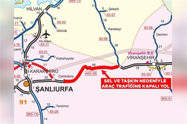 Şanlıurfa-Mardin yolu sel nedeniyle trafiğe kapatıldı
