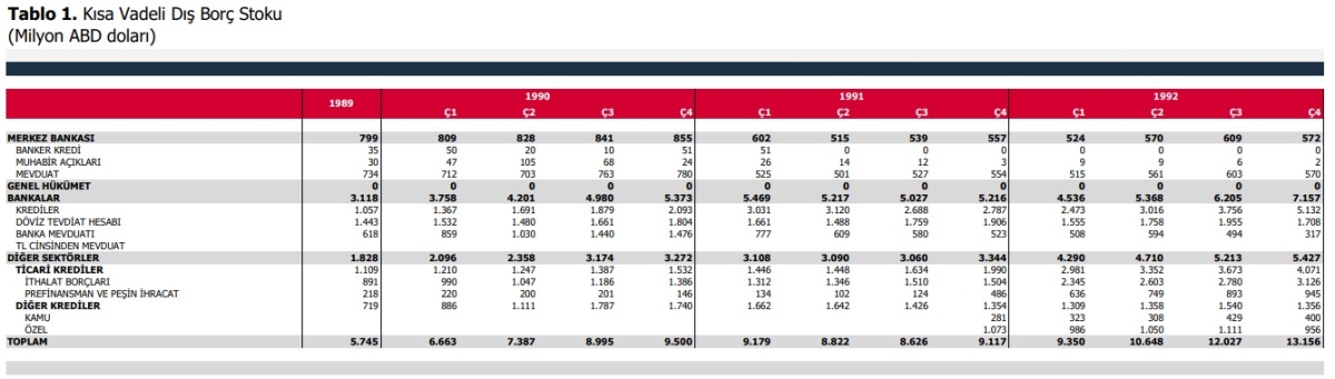 TCMB-Kısa vadeli dış borçlar 2023'te 174,4 milyar dolara yükseldi
