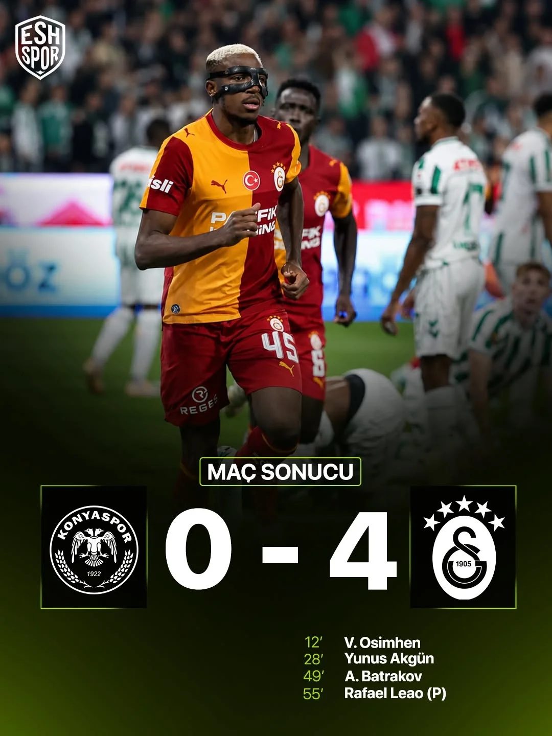 Galatasaray’dan Konya’da Gol Şov: Konyaspor’u 4-0 Mağlup Etti!