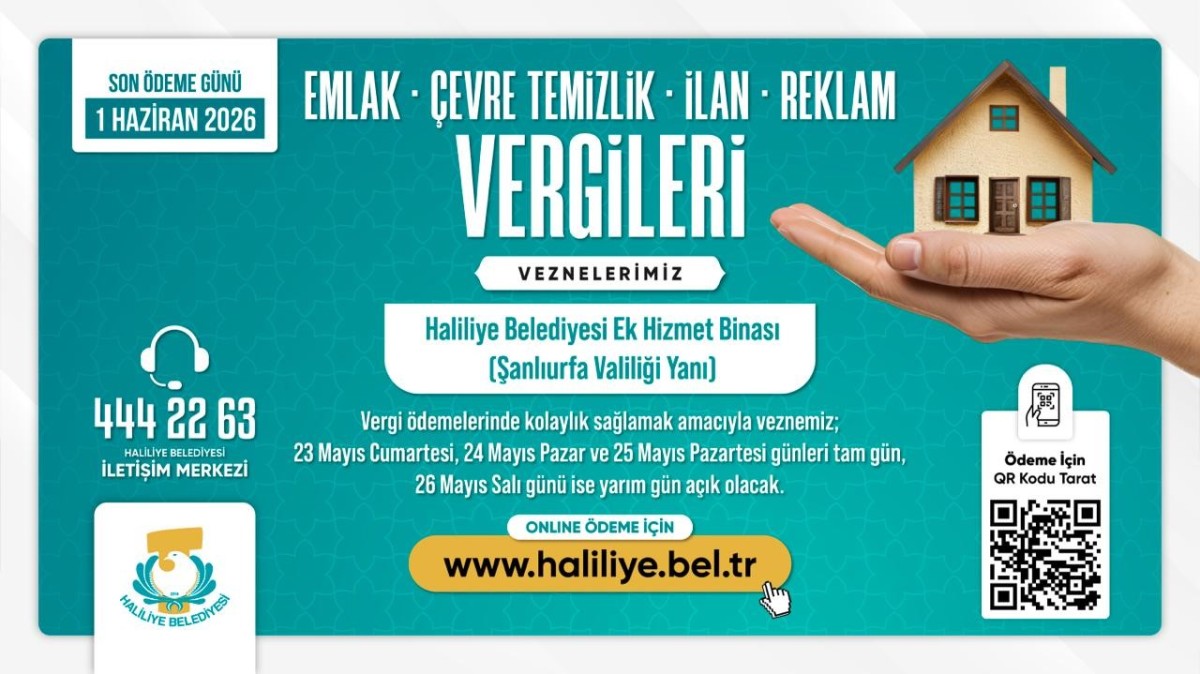 HALİLİYE BELEDİYESİ’NDEN VERGİ ÖDEMELERİ İÇİN RESMİ TATİL DÜZENLEMESİ